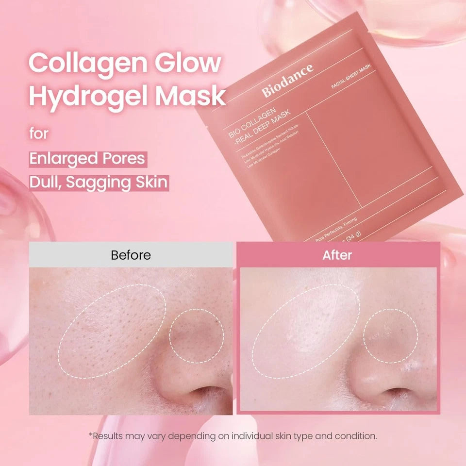 BIODANCE Bio-Collagen Real Deep Mask, Hydrating Overnight Hydrogel Mask, 4ea