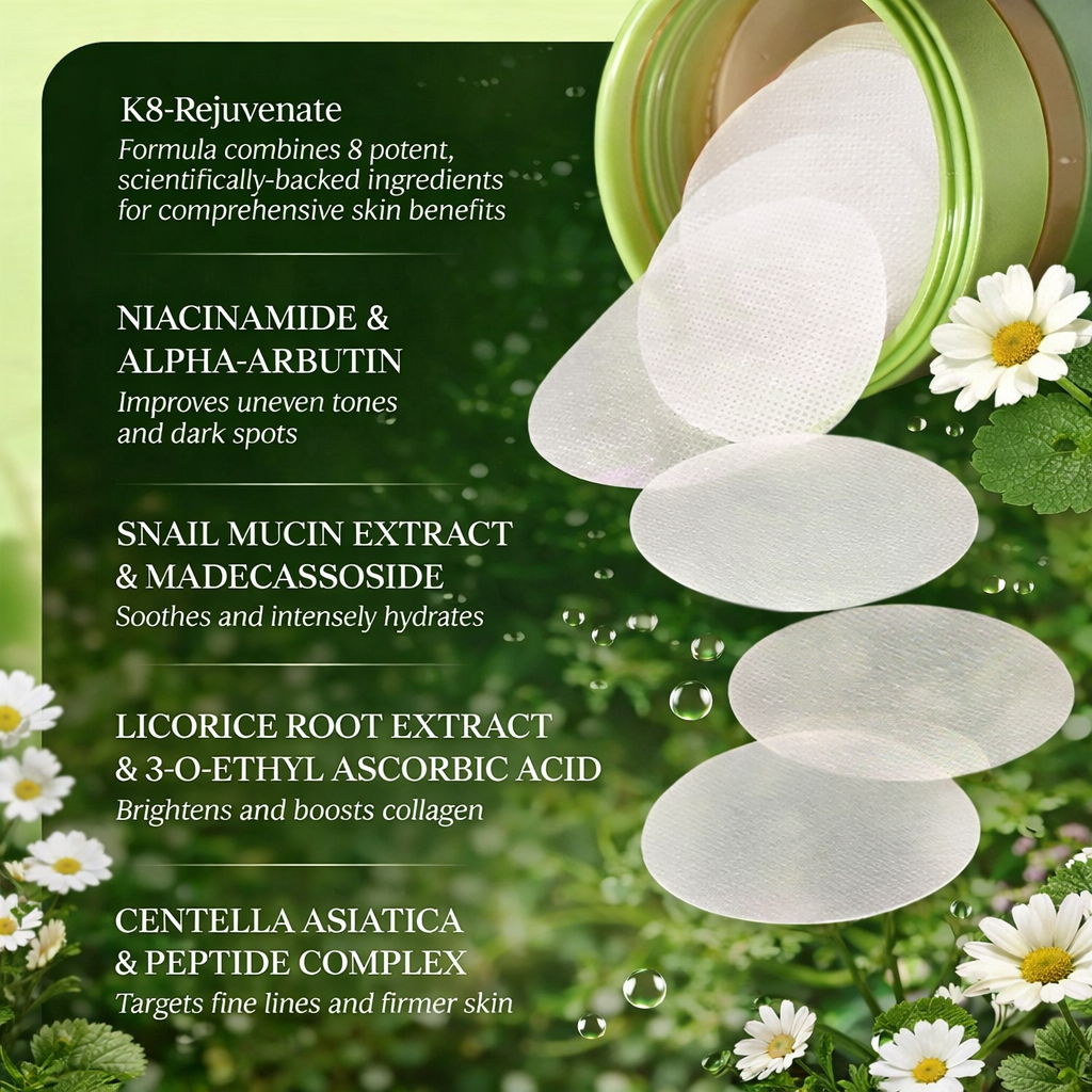 JIYU Korean Skincare Anti-Aging Toner Pads dark Spot Wrinkle Minimizing 100pads